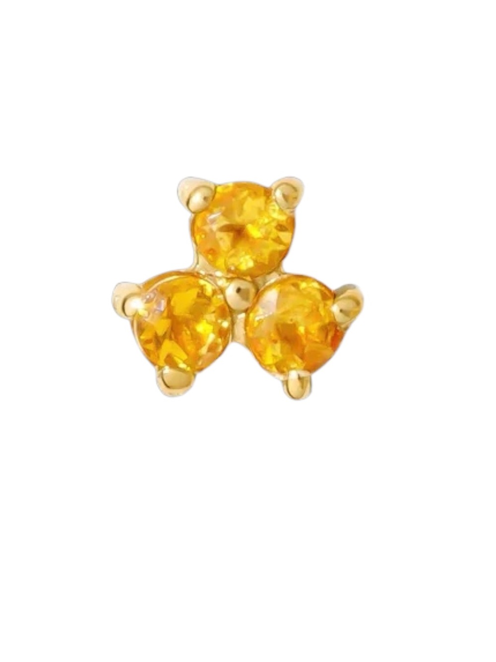 14K Solid Gold Citrine Triple Stone